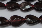 CGA484 15.5 inches 8*10mm faceted flat teardrop natural red garnet beads