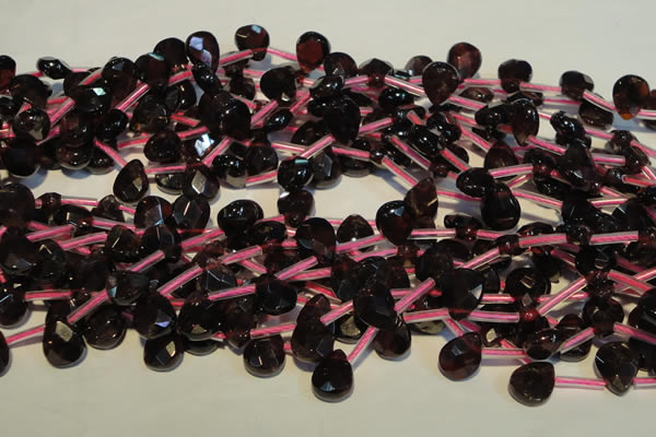 CGA486 Top-drilled 7*9mm faceted briolette natural red garnet beads