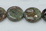 CGA60 15.5 inches 20mm flat round red green garnet gemstone beads