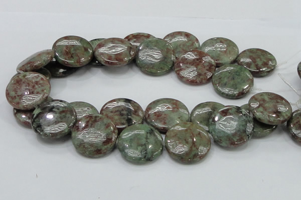 CGA61 15.5 inches 30mm flat round red green garnet gemstone beads