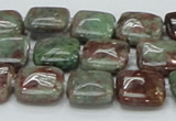 CGA62 15.5 inches 14*14mm square red green garnet gemstone beads