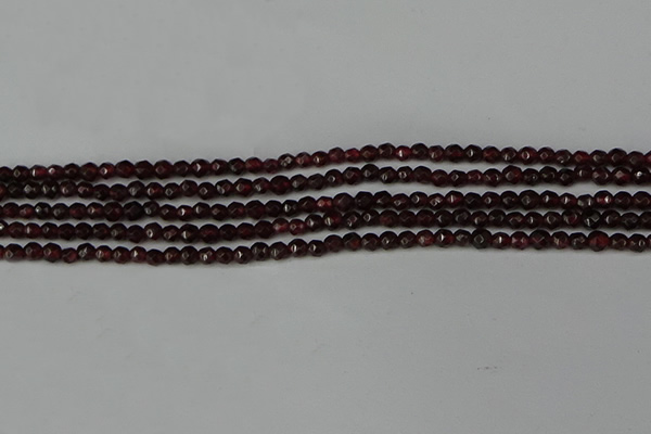 CGA660 15.5 inches 3mm faceted round red garnet beads wholesale