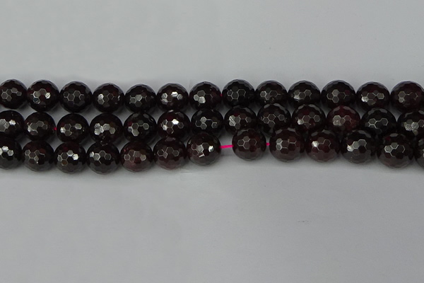 CGA665 15.5 inches 12mm faceted round red garnet beads wholesale