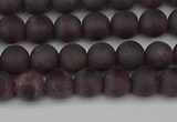 CGA671 15.5 inches 6mm round matte red garnet beads wholesale