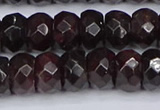 CGA680 15.5 inches 6*11mm faceted rondelle red garnet beads