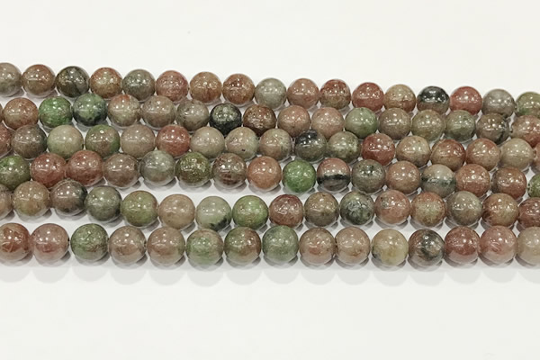 CGA717 15.5 inches 8mm round Chinese red & green garnet beads