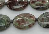 CGA72 15.5 inches 18*25mm oval red green garnet gemstone beads