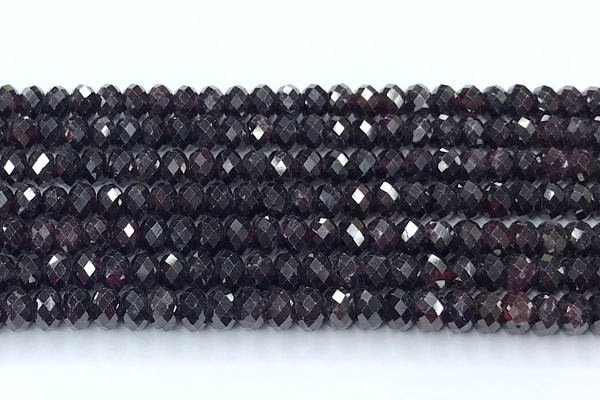 CGA735 15 inches 4*6mm faceted rondelle red garnet beads