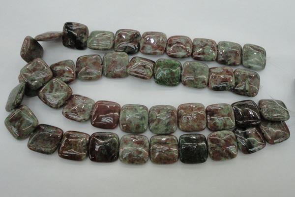 CGA81 15.5 inches 20*20mm square red green garnet gemstone beads