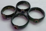 CGB1529 Outer diameter 65mm fashion moss agate & chalcedony bangles