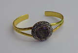 CGB2032 25mm coin plated druzy agate bangles wholesale