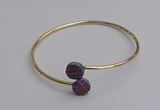 CGB2043 10mm coin plated druzy agate gemstone bangles wholesale