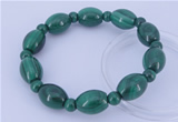 CGB227 8 inches round & rice natural malachite gemstone bracelets