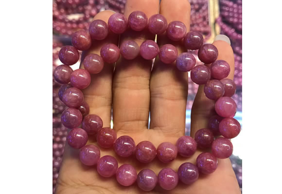 CGB2501 7.5 inches 7mm round ruby gemstone beaded bracelets