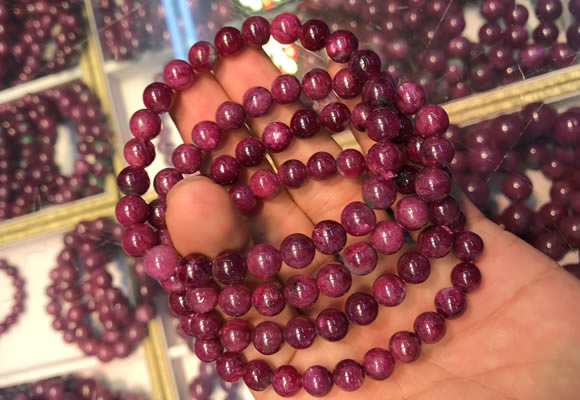 CGB2511 7.5 inches 7mm round ruby zoisite beaded bracelets