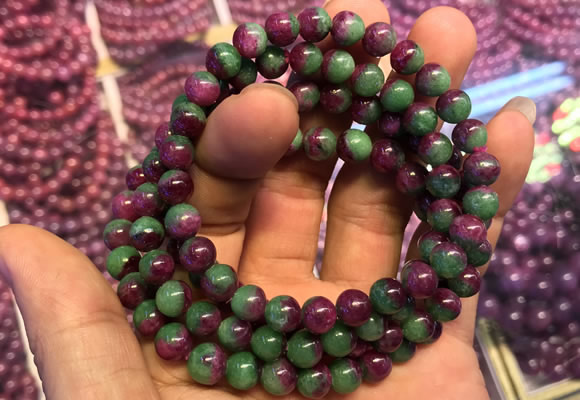 CGB2519 7.5 inches 8mm round ruby zoisite beaded bracelets