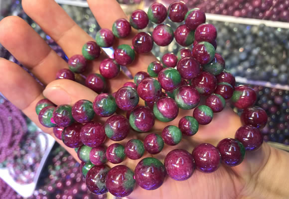 CGB2527 7.5 inches 9mm round ruby zoisite beaded bracelets