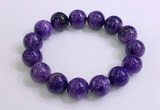 CGB2555 7.5 inches 14mm round charoite gemstone beaded bracelets