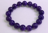 CGB2564 7.5 inches 12mm round charoite gemstone beaded bracelets