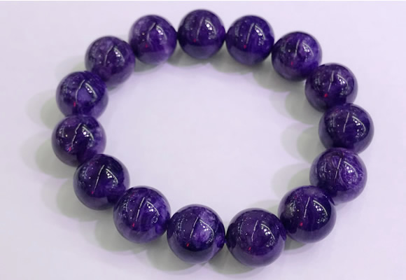 CGB2565 7.5 inches 14mm round charoite gemstone beaded bracelets