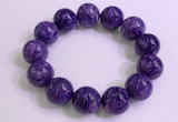 CGB2566 7.5 inches 18mm round charoite gemstone beaded bracelets