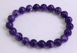 CGB2571 7.5 inches 9mm round charoite gemstone beaded bracelets