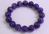 CGB2574 7.5 inches 13mm round charoite gemstone beaded bracelets