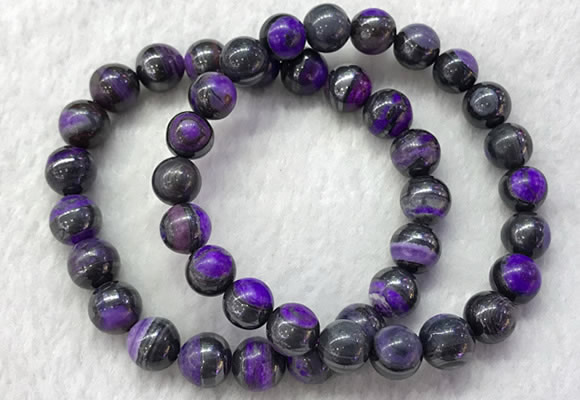 CGB2611 7.5 inches 9mm round natural sugilite beaded bracelets