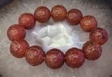 CGB3001 7.5 inches 19mm - 20mm carved round red agate bracelet