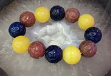 CGB3005 7.5 inches 20mm carved round mixed agate bracelet wholesale