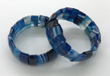 CGB3158 7.5 inches 11*23mm faceted rectangle agate bracelets