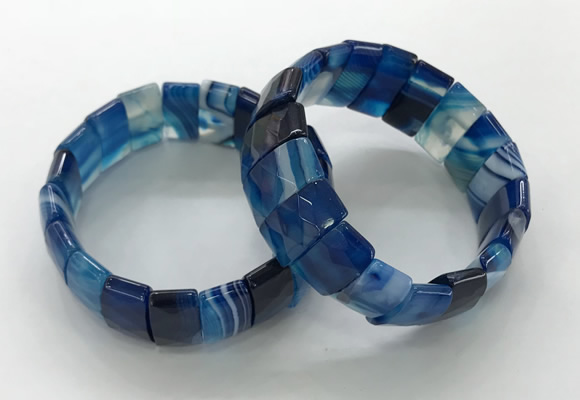 CGB3158 7.5 inches 11*23mm faceted rectangle agate bracelets