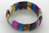 CGB3160 7.5 inches 11*23mm faceted rectangle agate bracelets