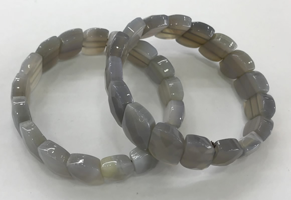 CGB3267 7.5 inches 10*15mm faceted marquise grey agate bracelets