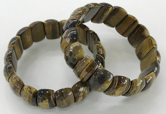 CGB3301 7.5 inches 10*20mm faceted oval yellow tiger eye bracelets