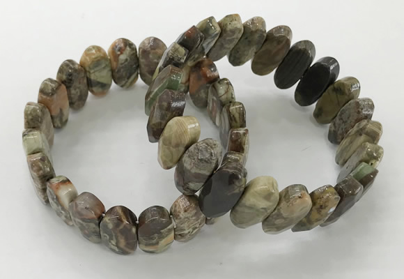 CGB3316 7.5 inches 10*20mm faceted oval rainforest agate bracelets