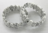 CGB3325 7.5 inches 10*20mm faceted oval white howlite bracelets