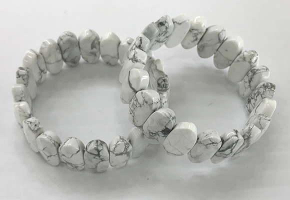 CGB3325 7.5 inches 10*20mm faceted oval white howlite bracelets