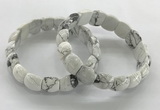 CGB3369 7.5 inches 10*15mm oval white howlite bracelets