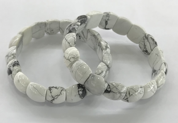 CGB3369 7.5 inches 10*15mm oval white howlite bracelets