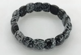 CGB3386 7.5 inches 10*15mm oval snowflake obsidian bracelets