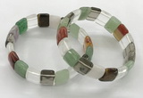 CGB3427 7.5 inches 12*15mm faceted rectangle mixed gemstone bracelets