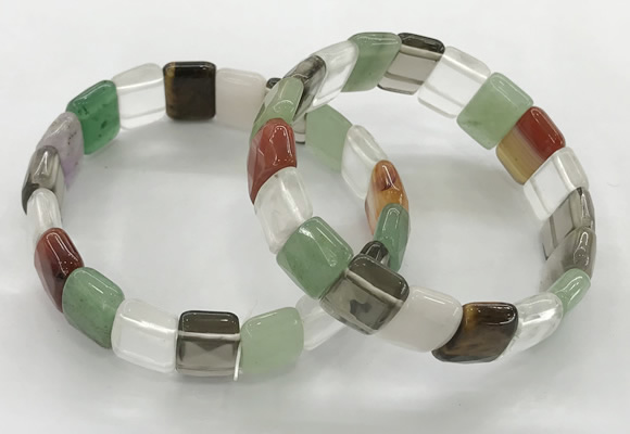 CGB3427 7.5 inches 12*15mm faceted rectangle mixed gemstone bracelets