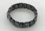 CGB3437 7.5 inches 12*15mm faceted rectangle snowflake obsidian bracelets