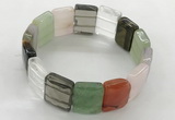 CGB3483 7.5 inches 15*20mm faceted rectangle mixed gemstone bracelets