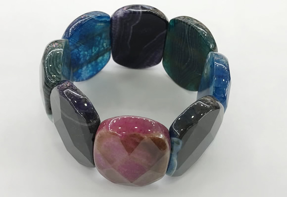 CGB3523 7.5 inches 28*40mm faceted oval agate bracelets