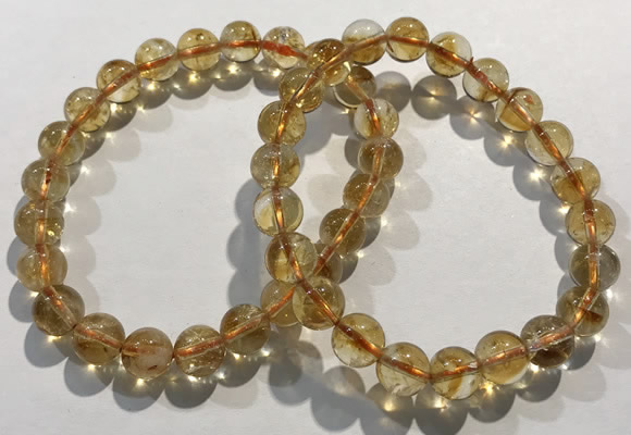 CGB4023 7.5 inches 8mm round citrine beaded bracelets wholesale