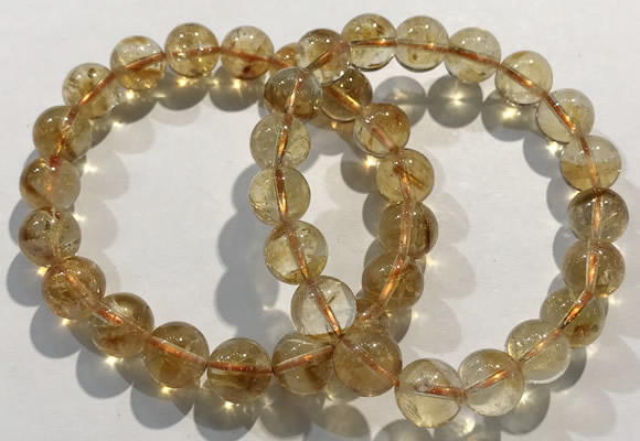 CGB4025 7.5 inches 10mm round citrine beaded bracelets wholesale