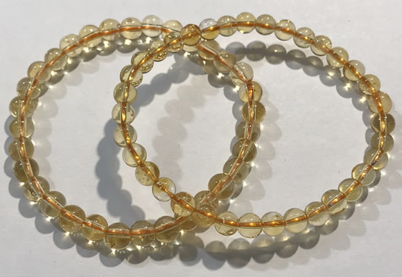 CGB4027 7.5 inches 6mm round citrine beaded bracelets wholesale