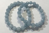 CGB4037 7.5 inches 8mm faceted round aquamarine beaded bracelets